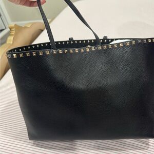 Valentino Garavani Black Tote with Gold Studs